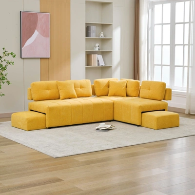 Simplie Fun 91.73" L-shaped Sofa Sectional Sofa Couch In Yellow