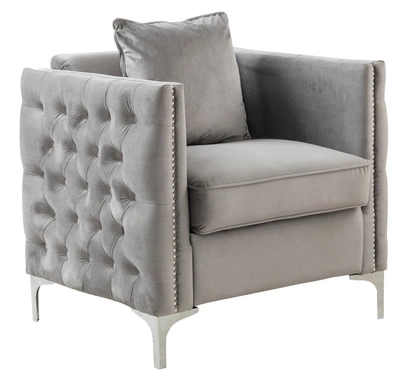 Simplie Fun Bayberry Gray Velvet Chair