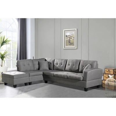 Simplie Fun Fabric Left Chaise Living Room Sofa Set
