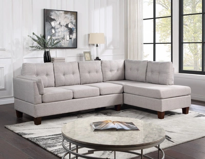 Simplie Fun Dalia Light Gray Linen Modern Sectional Sofa
