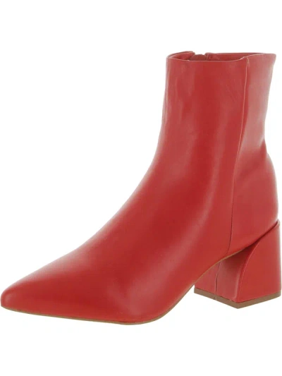 Steve Madden Faris Womens Leather Heels Ankle Boots In Red
