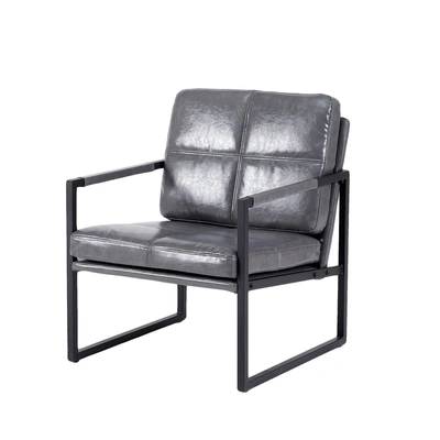 Simplie Fun Light Grey Pu Leather Leisure Black Metal Frame Recliner Chair For Living Room And Bedroom Furniture