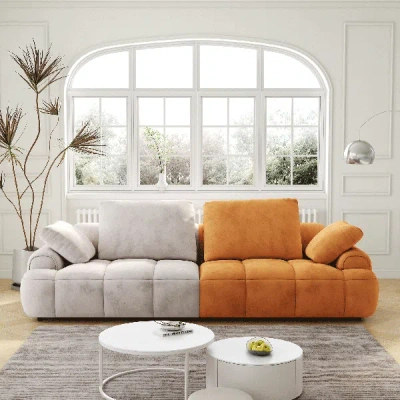 Simplie Fun 86.6″ Large Size Two Seat Sofa In Yellow