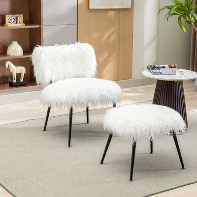 Simplie Fun 25.2" Wide Faux Fur Plush Accent Chair