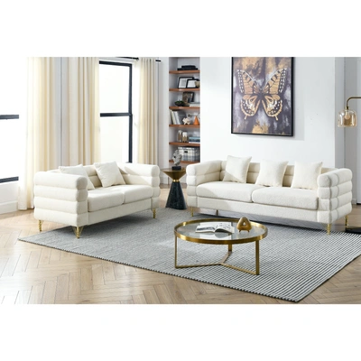 Simplie Fun 3seater + 3seater Combination Sofa. White Teddy(ivory)