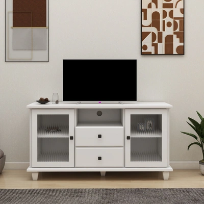 Simplie Fun Ultra White Changhong Glass Tv Cabinet