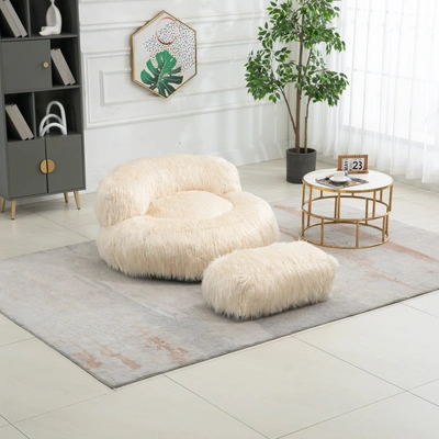 Simplie Fun Bean Bag Chair Faux Fur Lazy Sofa /footstool Durable Comfort Lounger