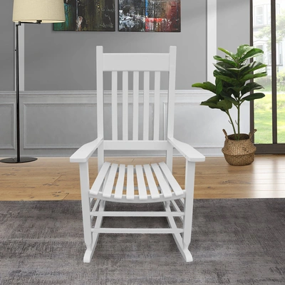 Simplie Fun Wooden Porch Rocker Chair White