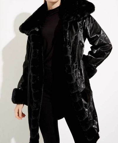 Joseph Ribkoff Faux Fur Trimmed Coat In Black
