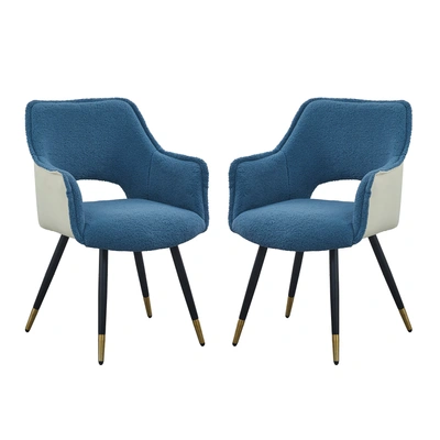 Simplie Fun Set Of 2 Blue Fabric Side Chair