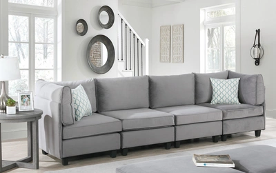 Simplie Fun Zelmira Gray Velvet 4pc Sofa