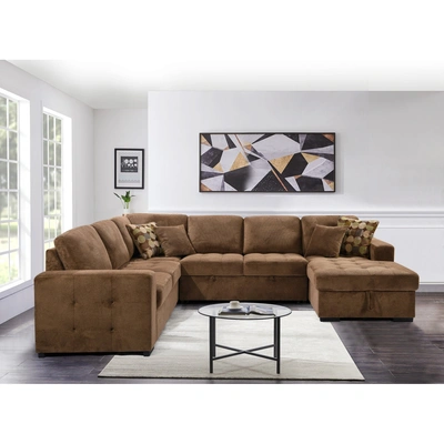 Simplie Fun 123" Oversized Sectional Sofa In Brown