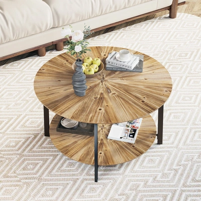 Simplie Fun 31.5 "round Coffee Table In Brown