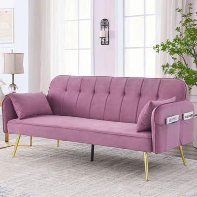 Simplie Fun 72.5" Convertible Sofa Bed In Purple