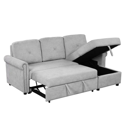 Simplie Fun 83" Modern Convertible Sleeper Sofa Bed In Gray