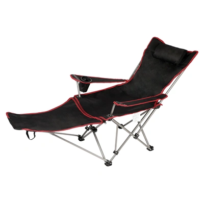Simplie Fun Removable Footrest Reclining Camping Chair In Black