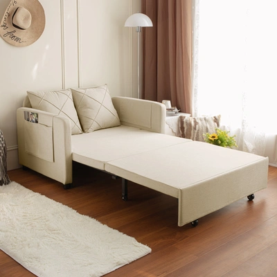 Simplie Fun Modern Love Seat Futon Sofa Bed In Neutral