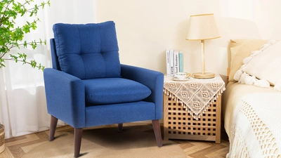 Simplie Fun Modern Upholstered Accent Chair Armchair In Blue