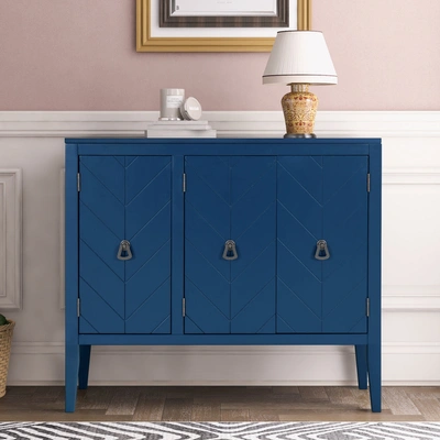 Simplie Fun Accent Storage Cabinet Wooden Cabinet In Blue
