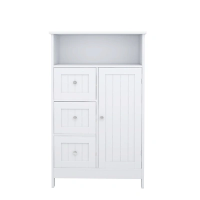 Simplie Fun Bathroom Standing Storage Cabinet In White