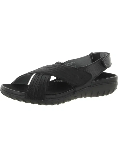 Barefoot Freedom Bon Voyage Womens Leather Slip On Slingback Sandals In Black