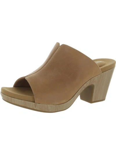 Rockport Womens Leather Slip-on Slide Sandals In Gold