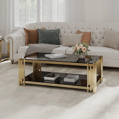 Simplie Fun Furniture 48" Wide Rectangular Coffee Table In Gold
