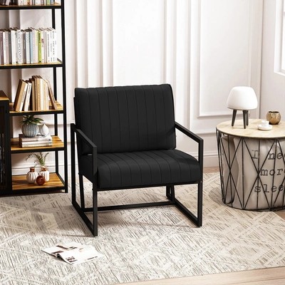 Simplie Fun Modern Fashion Pu Leather Feature Armchair In Black