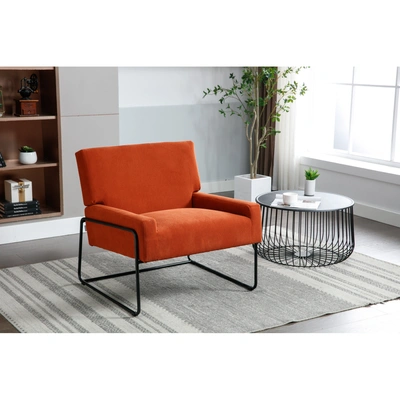 Simplie Fun Accent Chair - Modern Industrial Slant Armchair In Orange