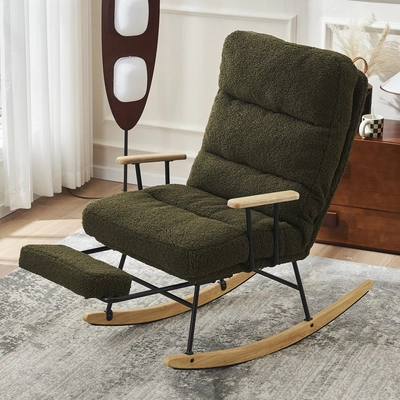 Simplie Fun Modern Teddy Gliding Rocking Chair In Green