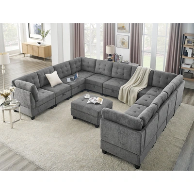 Simplie Fun U Shape Modular Sectional Sofa In Gray