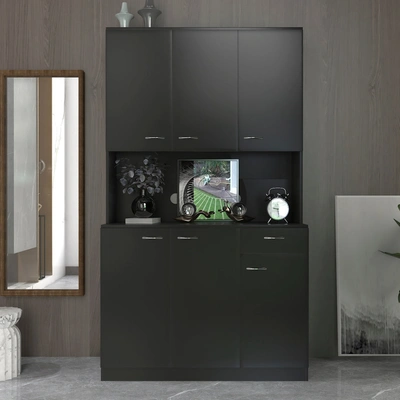 Simplie Fun 70.87" Tall Wardrobe& Kitchen Cabinet In Black