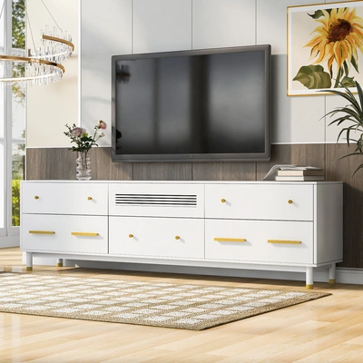 Simplie Fun Tv Stand For 75+ Inch Tv In White