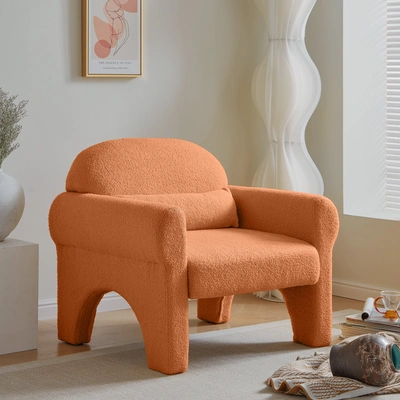 Simplie Fun Modern Boucle Accent Chair In Orange