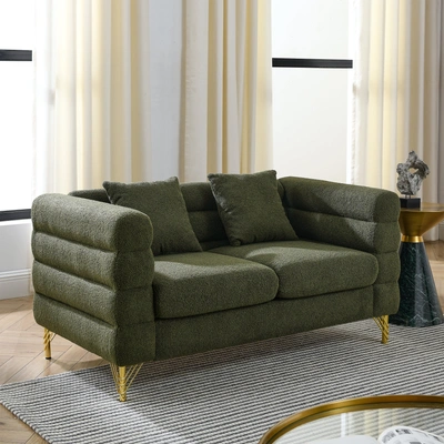 Simplie Fun 60inch Oversized 2 Seater Sectional Sofa In Green