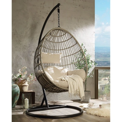 Simplie Fun Vasant Patio Swing Chair In Metallic
