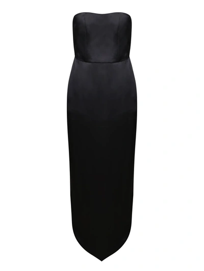 Alice And Olivia Alice + Olivia Black Satin Long Dress