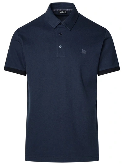 Etro Polo Shirt In Blue Cotton