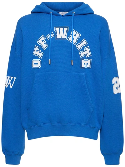 Off-white Cotton Sweatshirt With Hood In Blue