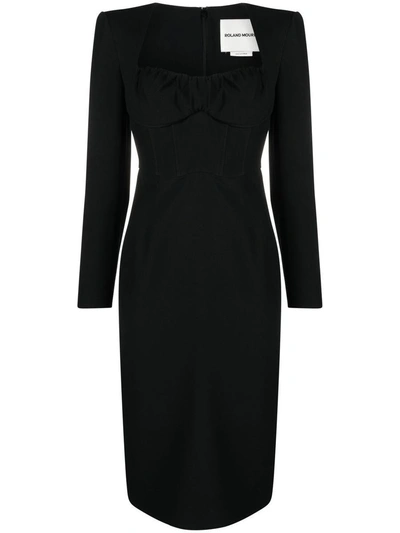 Roland Mouret Wool And Silk Blend Midi Tube Dress In Black