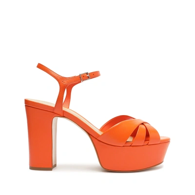 Schutz Keefa Nappa Leather Sandal In Flame Orange