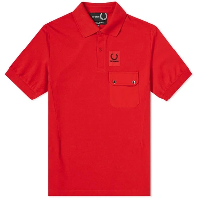 Raf Simons Fred Perry X  Logo Pocket Polo In Red