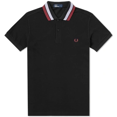 Fred Perry Bold Tipped Pique Polo In Black