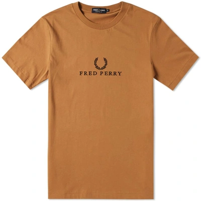 Fred Perry Embroidered Tee In Brown