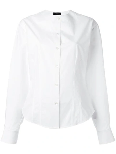 Joseph Asher Fitted Button-down Poplin Shirt, White | ModeSens