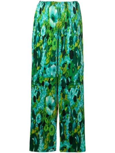 Richard Quinn Floral Flared Trousers In Green