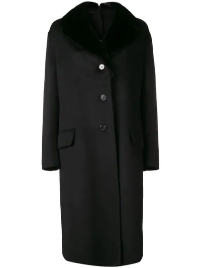 Prada Mink Fur Collar Coat - Black