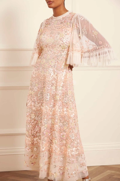 Needle & Thread Garden Delight Gloss Ankle Gown In Champagne