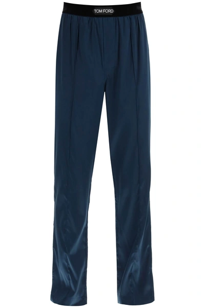 Tom Ford Silk Pajama Pants In Blue