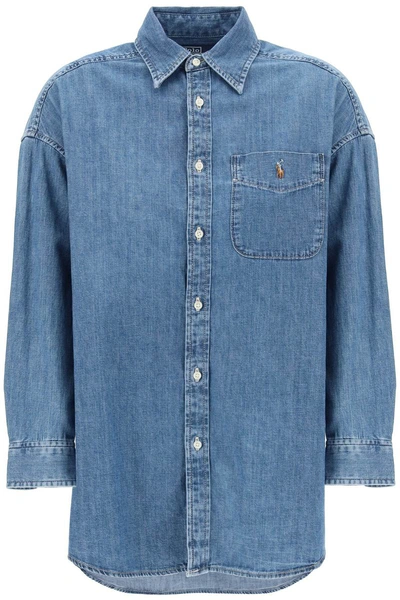 Polo Ralph Lauren Denim Oversized Shirt For Women In Blue